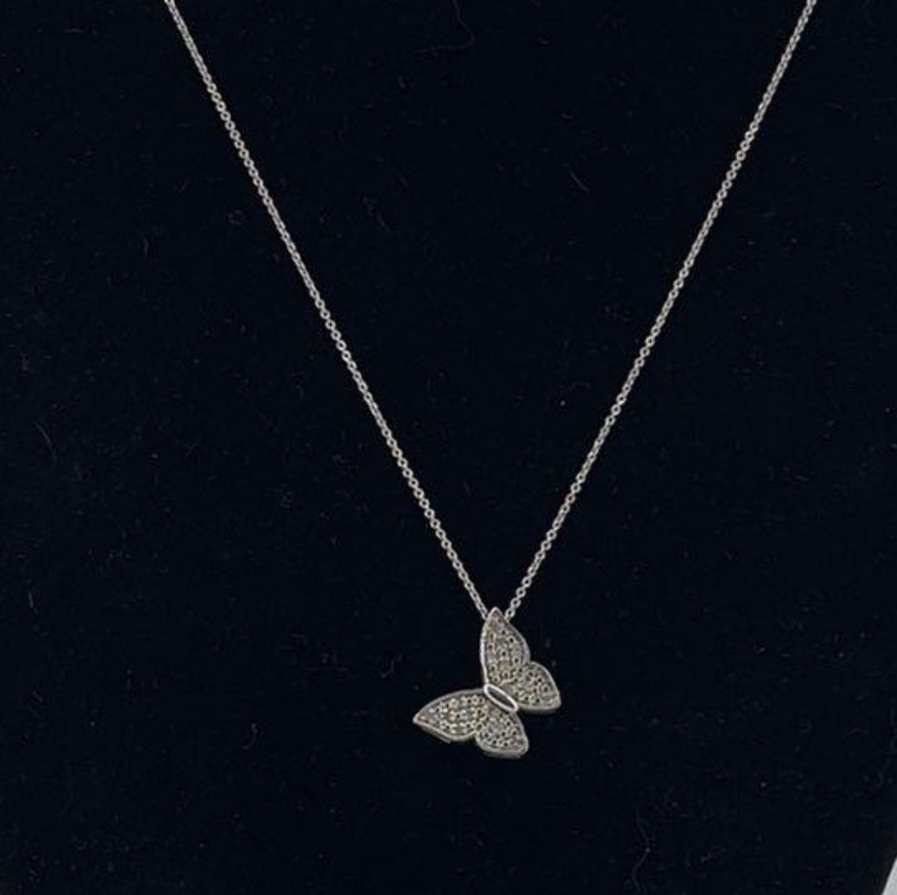 Vanika Silver 925 Butterfly CZ Pave necklace